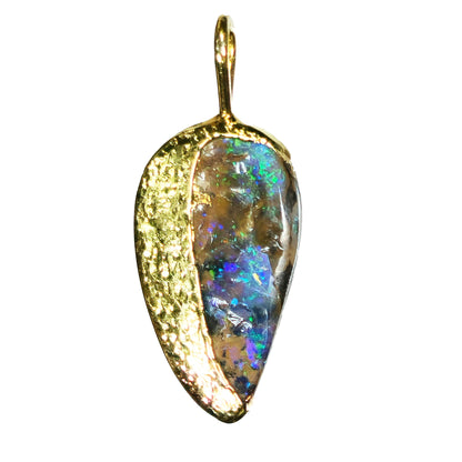 54130.0 - Boulder Opal in 999 Silver Created by SilverForm's special process in the 1970's then Gold Plated No longer made and few available