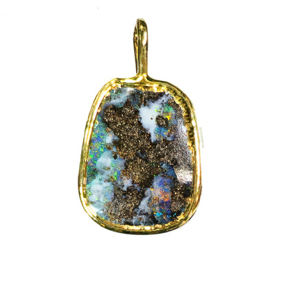 54130.0 - Boulder Opal in 999 Silver Created by SilverForm's special process in the 1970's then Gold Plated No longer made and few available