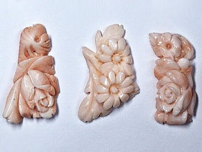 54006.0 - Natural Light Pink Coral Carvings from Taiwan with a hole drilled at the top Size 10 to 35 mm in length About 15 carats or 3 Grams