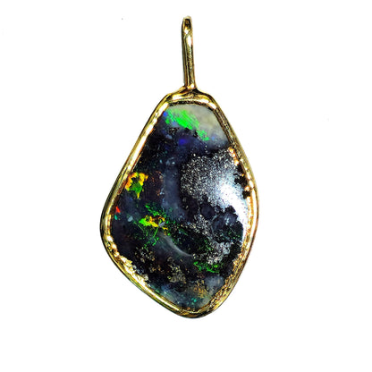 54130.0 - Boulder Opal in 999 Silver Created by SilverForm's special process in the 1970's then Gold Plated No longer made and few available