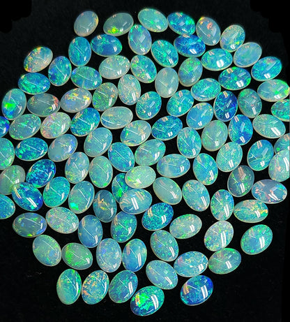 54066.0 - 7x5 mm Australian Natural solid crystal oval cabochon cut blue green Opal in thickness from 1.00 to 2.00 mm Mostly 1.50 - 2.00 mm