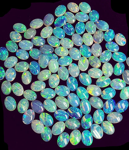 54066.0 - 7x5 mm Australian Natural solid crystal oval cabochon cut blue green Opal in thickness from 1.00 to 2.00 mm Mostly 1.50 - 2.00 mm