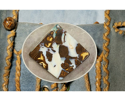 53957.0 - One Slab of Australian Boulder Opal 50x50x10 mm(+-) Make into Belt Buckle or Bola Slide or Office Desk Paper Weight or Ornamnet