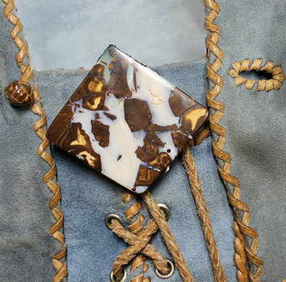 53957.0 - One Slab of Australian Boulder Opal 50x50x10 mm(+-) Make into Belt Buckle or Bola Slide or Office Desk Paper Weight or Ornamnet