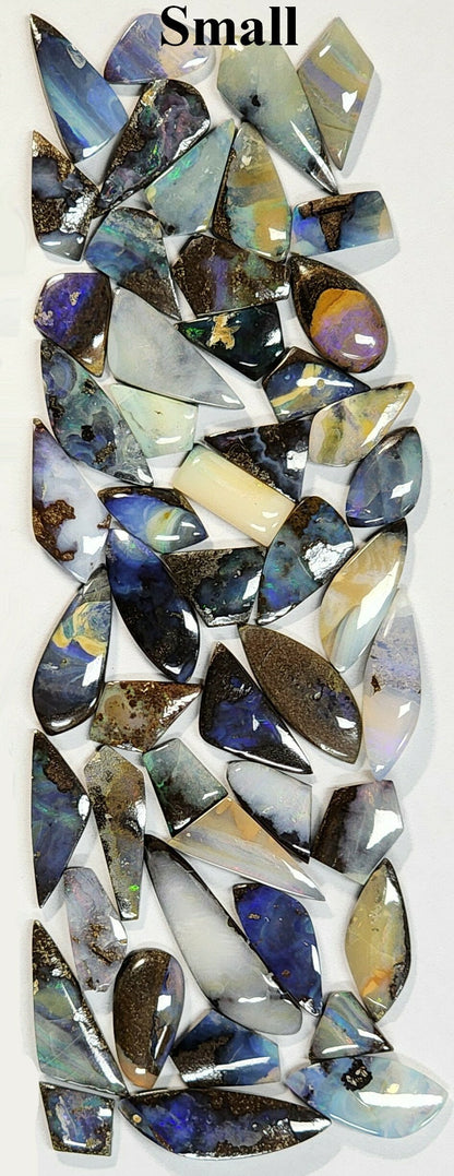 53955.0 - 3 Special Priced bargain Lots of 50 Pieces Each of Free Shaped Australian Boulder Opal in 3 sizes Multiple lots further discounted