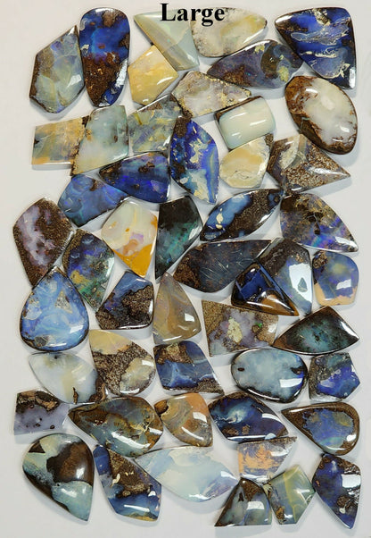 53955.0 - 3 Special Priced bargain Lots of 50 Pieces Each of Free Shaped Australian Boulder Opal in 3 sizes Multiple lots further discounted