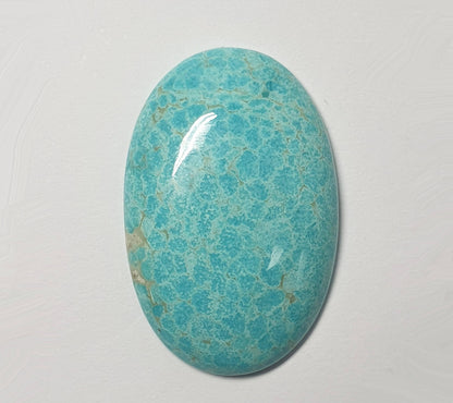 53577.0 -  A Very Large and Rare NATURAL Australian Turquoise, 29 x 19 x 5 mm Oval cabochon, Snowflake "TurqOZ", 21.71 carats, NO Treatment