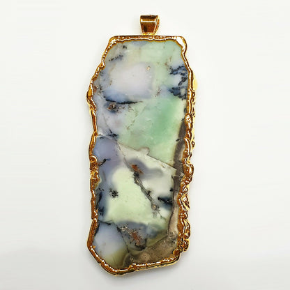 53590.0 - Silverform Pendant, Large Unique Australian Chrysoprase Enclosed in Pure Silver which has been Gold Plated, 90mm