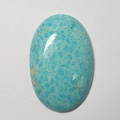 53577.0 -  A Very Large and Rare NATURAL Australian Turquoise, 29 x 19 x 5 mm Oval cabochon, Snowflake "TurqOZ", 21.71 carats, NO Treatment