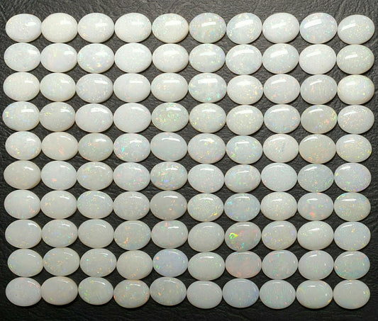 53511.0 - 10x8 mm Engros Lott på 25 stykker Naturlig australsk Solid White Opal fra Coober Pedy Til salgs Hver lot er ca 34 karat