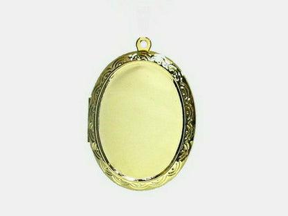 52071.0 - Large size Gold Plated Locket or Pill Box as Pendant or Keyring For photos or engraving  External; 46x32x9 mm Internal; 32x23x7 mm