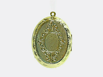 52071.0 - Large size Gold Plated Locket or Pill Box as Pendant or Keyring For photos or engraving  External; 46x32x9 mm Internal; 32x23x7 mm