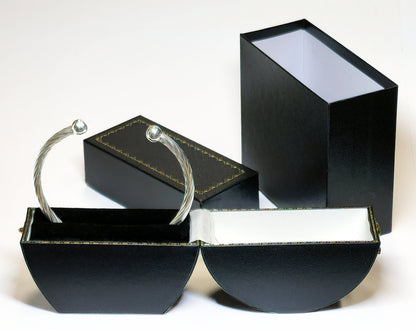 11914.0 - Sterling Silver Twisted 5 mm Tube Cuff Bangle with Ball at each end 66 mm Internal Diameter 11.3 grams