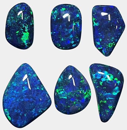 13386.0 - Free shape Opal Triplets made from natural Australian Opal for sale Blue green colour Sizes range from 13 x 24 mm up to 9 x 17 mm
