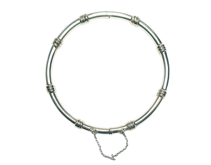 11912.0 - Sterling Silver 4.4 mm Round Tube Hinged Bangle with Safety Chain 65 mm Internal Diameter when closed About 15 grams