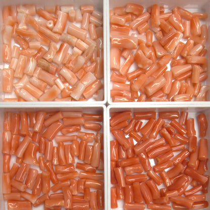 54003.0 - Natural Coral Tubes from Taiwan All drilled in Mixed sizes in Red and Very Deep Pink and Pink and Light Pink colour