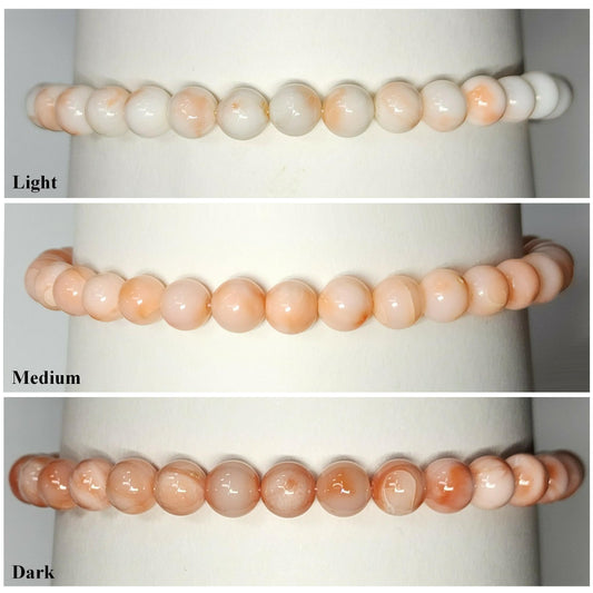 53948 - Taiwan naturlig ubehandlet korall i rosa lys rosa eller mørk rosa høstet fra havet Ca 6,5 ​​mm perlearmbånd G/P sølvlås
