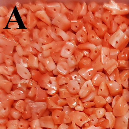 54002.0 - Natural Coral Chips from Taiwan All drilled in Mixed sizes in either Very Deep Pink and Deep Pink and Pink and Light Pink colour