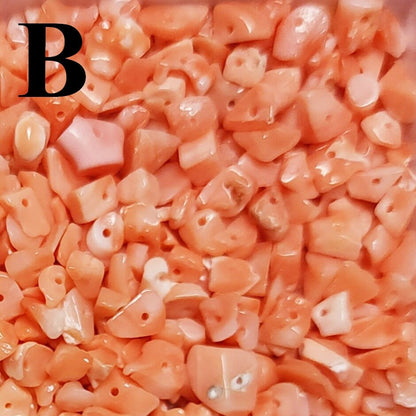 54002.0 - Natural Coral Chips from Taiwan All drilled in Mixed sizes in either Very Deep Pink and Deep Pink and Pink and Light Pink colour