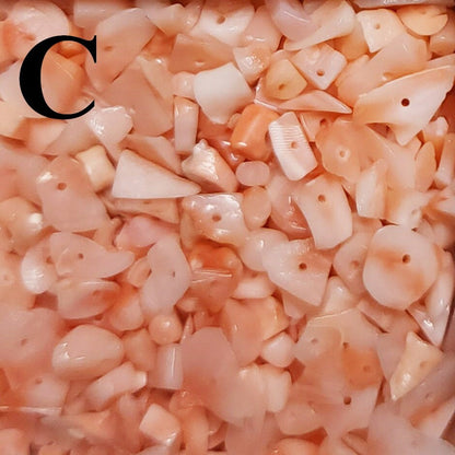 54002.0 - Natural Coral Chips from Taiwan All drilled in Mixed sizes in either Very Deep Pink and Deep Pink and Pink and Light Pink colour