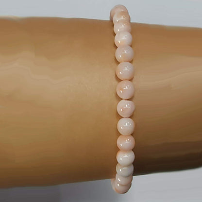 53948 - Taiwan Natural Untreated Coral in Pink Light Pink or Dark Pink Harvested from the Sea About 6.5 mm Bead Bracelet G/P Silver Clasp
