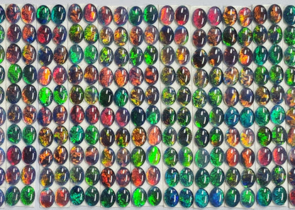 53602.0 - 8x6 mm Brilliant Coloured Oval cut Opal Triplets 20 Pieces Matched into 10 Pairs Made in Australia from Natural Australian Opal