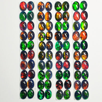 53602.0 - 8x6 mm Brilliant Coloured Oval cut Opal Triplets 20 Pieces Matched into 10 Pairs Made in Australia from Natural Australian Opal