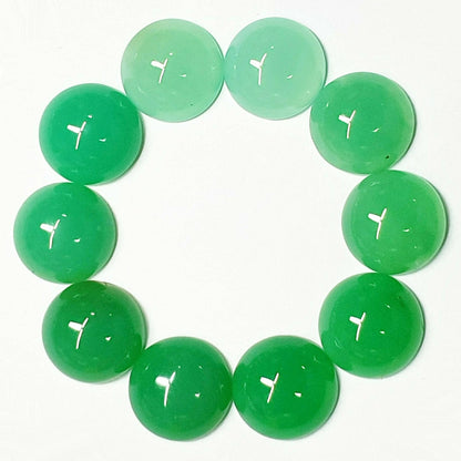 53436.0 - 10 Graduated 9 mm Round Cabochons Natural Australian Chrysoprsase for sale Perfect for Bracelet or Necklace or Earring pairs