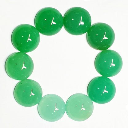 53436.0 - 10 Graduated 9 mm Round Cabochons Natural Australian Chrysoprsase for sale Perfect for Bracelet or Necklace or Earring pairs
