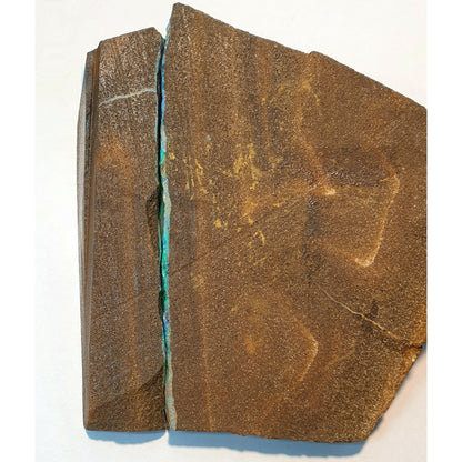 53474.0 - Matching Pair Australian Split Boulder Opal Specimens Queensland 90 cm High and 45 cm Wide 425 Grams Blue and Green Colours