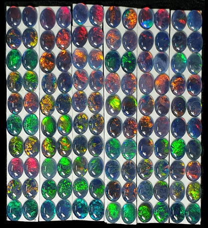 53602.0 - 8x6 mm Brilliant Coloured Oval cut Opal Triplets 20 Pieces Matched into 10 Pairs Made in Australia from Natural Australian Opal