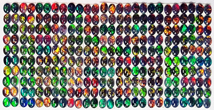 53602.0 - 8x6 mm Brilliant Coloured Oval cut Opal Triplets 20 Pieces Matched into 10 Pairs Made in Australia from Natural Australian Opal