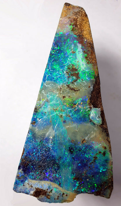 53474.0 - Matching Pair Australian Split Boulder Opal Specimens Queensland 90 cm High and 45 cm Wide 425 Grams Blue and Green Colours
