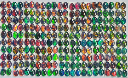 53602.0 - 8x6 mm Brilliant Coloured Oval cut Opal Triplets 20 Pieces Matched into 10 Pairs Made in Australia from Natural Australian Opal
