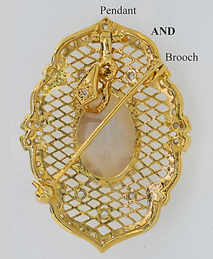 10052.30 - Selection of Sterling Silver Gold Plated Combination Pendant/Brooch Set with Aussie Boulder Opal and CZ's Choice of Opal quality