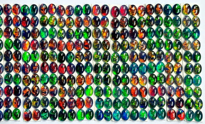 53602.0 - 8x6 mm Brilliant Coloured Oval cut Opal Triplets 20 Pieces Matched into 10 Pairs Made in Australia from Natural Australian Opal