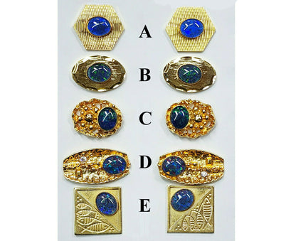09095.0 - Gold Plated Cufflinks set with Australian 10 x 8 mm Oval Cut Opal Triplets for sale with Wholesale Quantities at Wholesale Prices