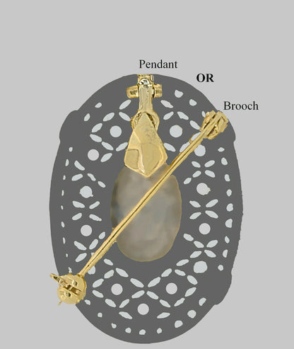 04871.0 - Sterling Silver Gold Plated Combination Pendant and Brooch set with Australian White Opal or Black Opal or Semi-Black Opal and CZs