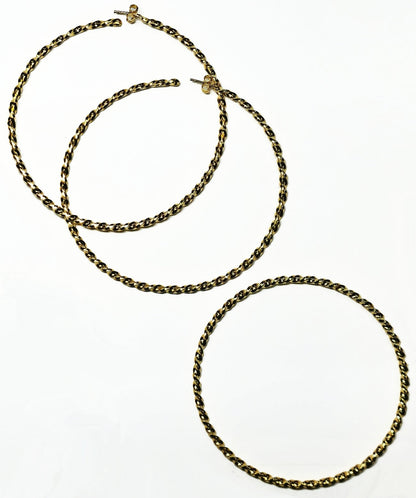 08783 - Very large twisted wire style Sterling Silver Earrings and Bangles 65 mm Internal diameter 7 gr EACH piece Also in S/S GOLD PLATED