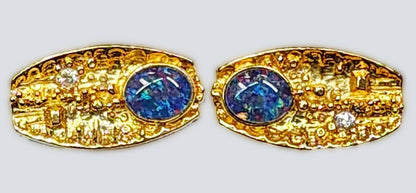 09095.0 - Gold Plated Cufflinks set with Australian 10 x 8 mm Oval Cut Opal Triplets for sale with Wholesale Quantities at Wholesale Prices