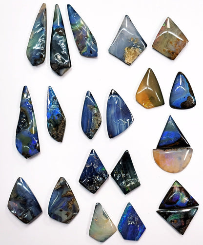 54090.0 - Special Priced bargain Lot of 100 Free Shape Australian Boulder Opal sized from 12 to 30 mm high and 8 to 16 mm wide 555.38 carats