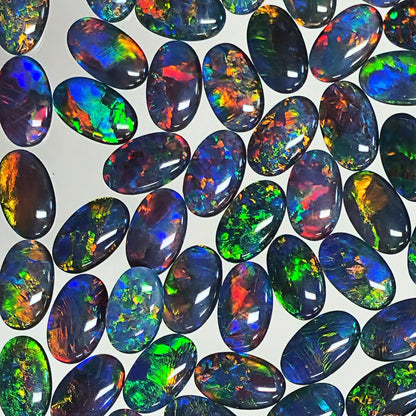 54125.0 - 10 X 6 mm Oval cut Australian Opal Triplets made with Aussie rough Opal Top grade brilliant stones Wholesale quantities and prices