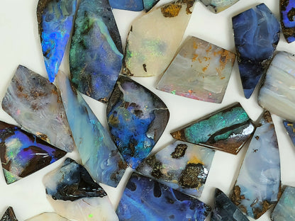 54090.0 - Special Priced bargain Lot of 100 Free Shape Australian Boulder Opal sized from 12 to 30 mm high and 8 to 16 mm wide 555.38 carats