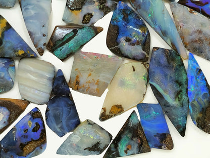 54090.0 - Special Priced bargain Lot of 100 Free Shape Australian Boulder Opal sized from 12 to 30 mm high and 8 to 16 mm wide 555.38 carats