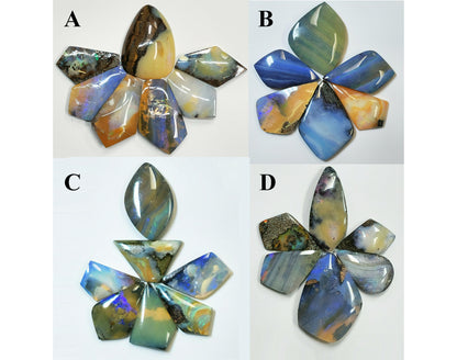 54162.0 - 4 Lots Australian Free shaped Polished Boulder Opal For single or multi stone jewellery designs and Unusual Opal jewellery designs