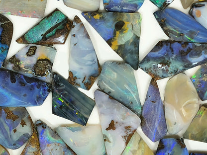 54090.0 - Special Priced bargain Lot of 100 Free Shape Australian Boulder Opal sized from 12 to 30 mm high and 8 to 16 mm wide 555.38 carats