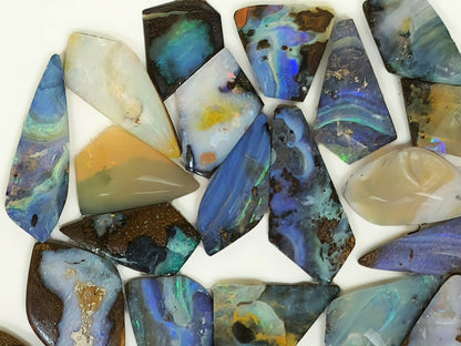 54090.0 - Special Priced bargain Lot of 100 Free Shape Australian Boulder Opal sized from 12 to 30 mm high and 8 to 16 mm wide 555.38 carats