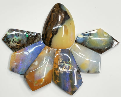 54162.0 - 4 Lots Australian Free shaped Polished Boulder Opal For single or multi stone jewellery designs and Unusual Opal jewellery designs