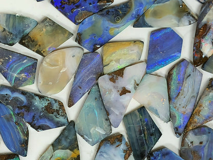 54090.0 - Special Priced bargain Lot of 100 Free Shape Australian Boulder Opal sized from 12 to 30 mm high and 8 to 16 mm wide 555.38 carats