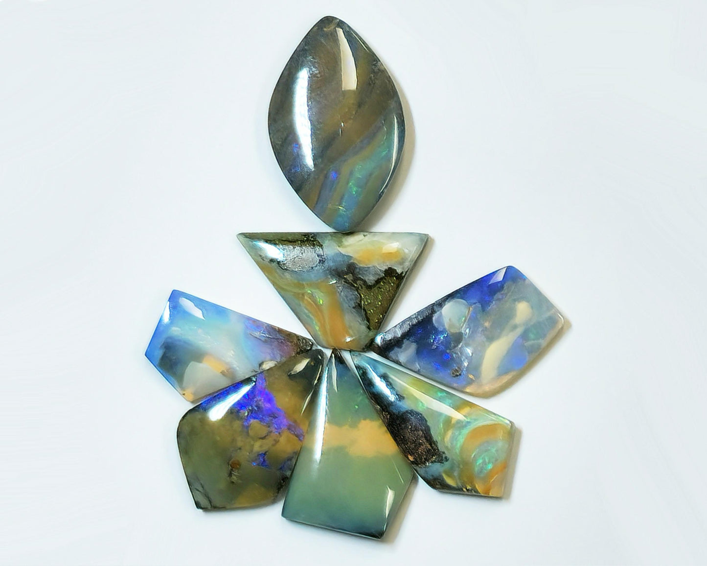 54162.0 - 4 Lots Australian Free shaped Polished Boulder Opal For single or multi stone jewellery designs and Unusual Opal jewellery designs